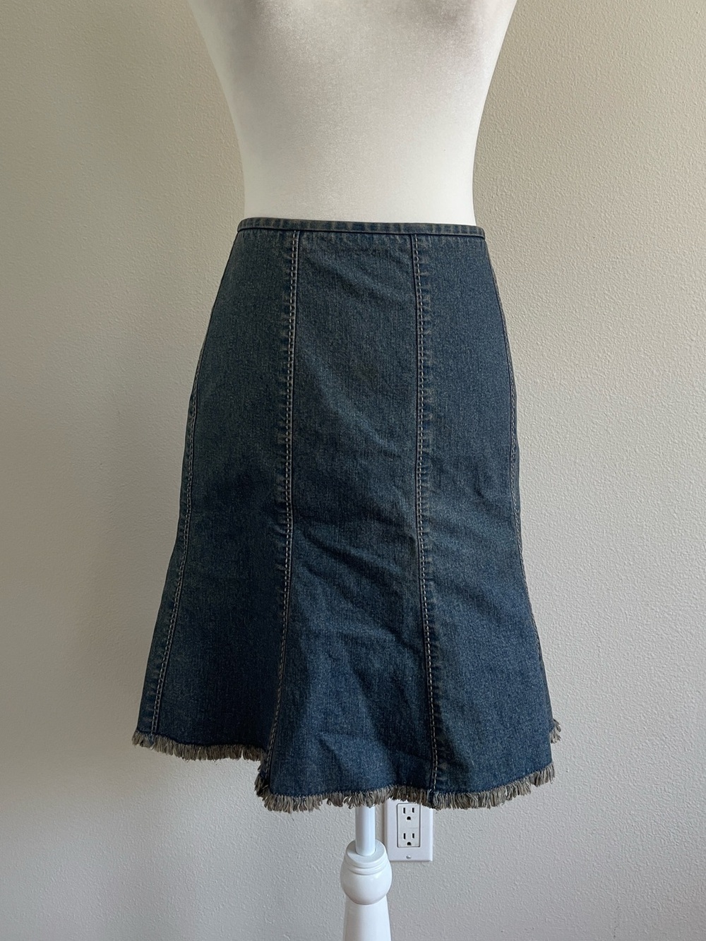 Elie Tahari Dark Blue Denim A-Line Skirt